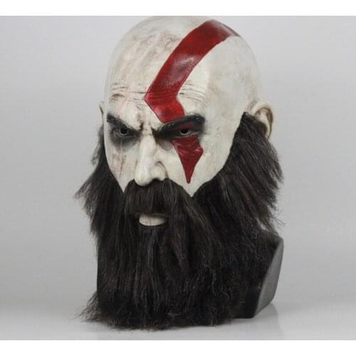 God of War 4 Kratos Cosplay Latex Mask Halloween Wig Beard Props God of War 4 Kratos Simulation Mask God of War 4 Kratos Masks