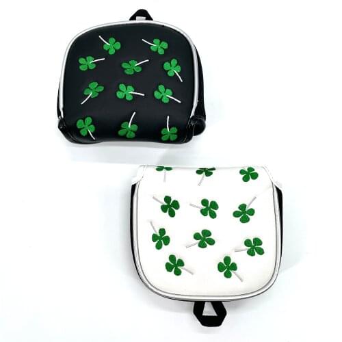 Golf Lucky Shamrock Heel Shaft Mallet Cover Square Mallet Putter Cover Headcover Magnetic for Scotty Cameron Taylormade PING