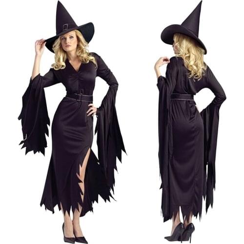 Export Halloween Costume Witch Costumes Black Irregular Nun Witch Dress Witch Dress halloween costumes for women