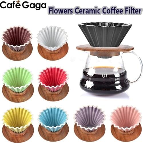 Espresso Coffee Filter V60 Funnel Drip Hand Cup Filters Coffee Accessories Funnel Flowers Ceramic Coffee Cup Origami Filter Cups