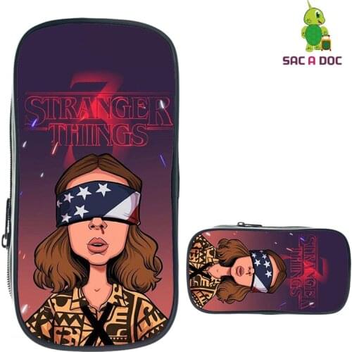 3D Stranger Things Season 3 Pencil Box Kpop School Supplies Mochilas Stranger Things Cosmetic Bag Makeup Case Zipper Pencil Case
