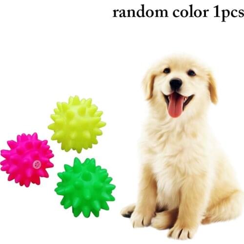 Dog Squeaky Toy Spiky Interactive Ball Puppy Play Toy Dog Chew Toy Kitten Puppy Teeth Cleaning Toy Pet Training Toy Random Color
