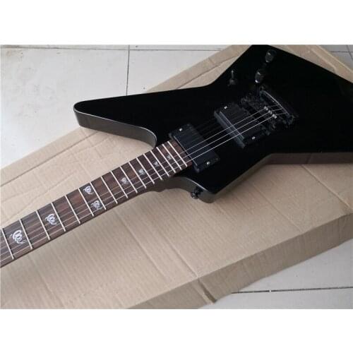 Custom 6 string black guitar,irregular guitar,snake inlay,maple neck,HH pickup,black hardware