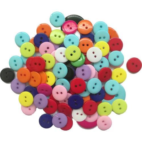 2Holes Round Resin Sewing Buttons Scrapbooking Craft DIY Apparel Decorative Button for Clothing Accessories 100pcs 9mm 10mm 15mm
