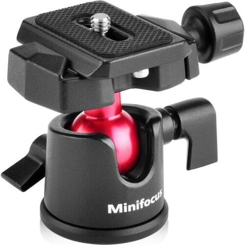 Mini Ball Head Tripod Head Video Camera 360° Panoramic w 1/4" Screw 3/8" Thread Arca-Type QR Plate for Monopod DSLR Phone Gopro