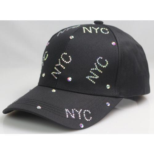 Fashion Rhinestone Letters Womens Bling Baseball Cap Handmade Mens Twill Hats Ball Cap Black Yellow White