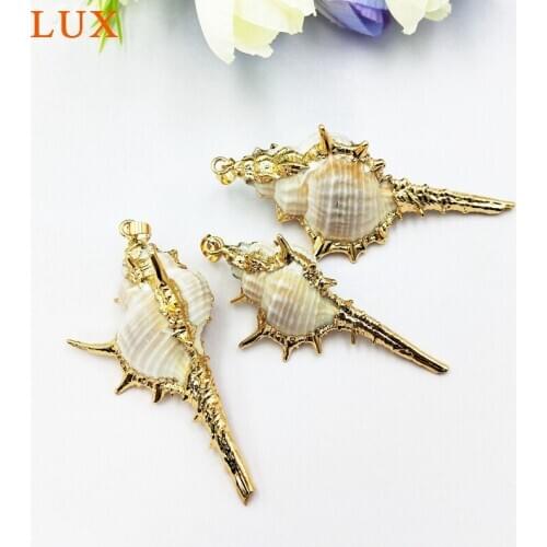 Nautical Ocean Sea Shell Conch pendant Charms gold color plated sea snail for Jewelry making accessories DIY