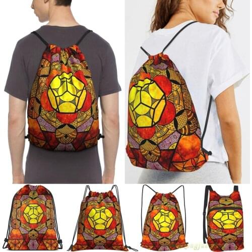 Men Outdoor Travel Drawstring Backpack Bags Sacred Geometry Mix- Platonic Solids Women Sports Travel Bag Fitness Swimming Bag