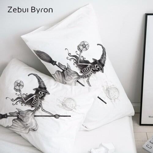 3D HD Pillow Case Pillowcase Custom/50x70/50x75/50x80/70x70 Decorative Pillow Cover,pencil drawing Witch Skull Bedding,Drop Ship