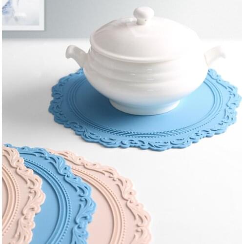 Nordic Silicone Place Mat Round Lace Table Mat Thicken Pot Pad Waterproof Coaster Tableware Pad Home Kitchen Decor