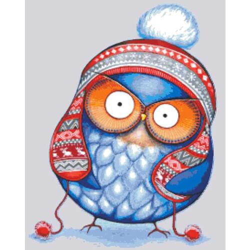 Top Quality Popular Counted Cross Stitch Set Winter Hat Owl Angry Owl Cute Blue Bird Lovely HAEANK-2276