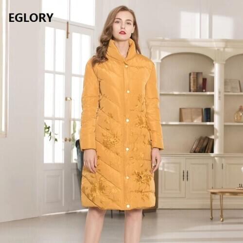 Top Quality Brand Parka Outerwear Coat 2020 Winter Plus Size Coat Women Exquisite Embroidery Covered Button Down Parka Female