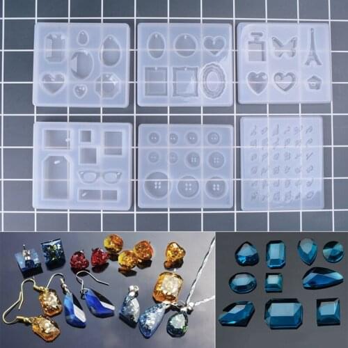 Necklace Earring Pendant DIY Transparent UV Resin Liquid Silicone Molds DIY Epoxy Resin Molds Jewelry Making Mould Hand Craft