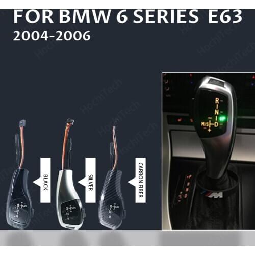 Carbon Fiber Black Silver PU Leather Shift Handle Replacement LED Gear Shift Knob For BMW 6 Series 2004 05 2006 E63 Accessories