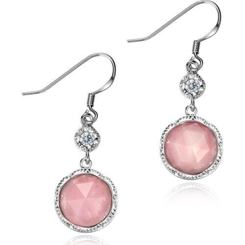 Dormith Real 925 Sterling silver 5.72 carats Natural Pink opal stone with white topaz drop earrings for women jewelry