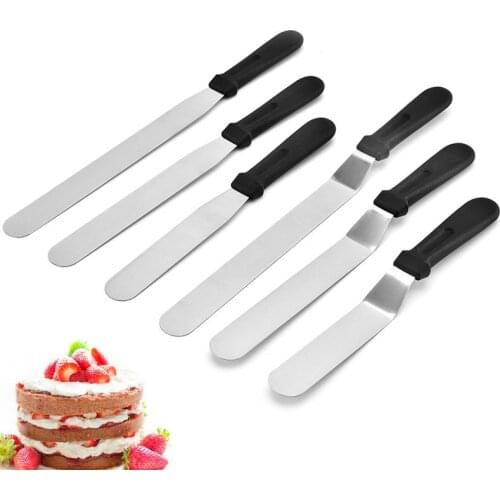 Stainless Steel Spatula Cream Knife Kiss Knife Stainless Steel Cake Scraper Baking Cake Straight Handle Curved Spatula Cake