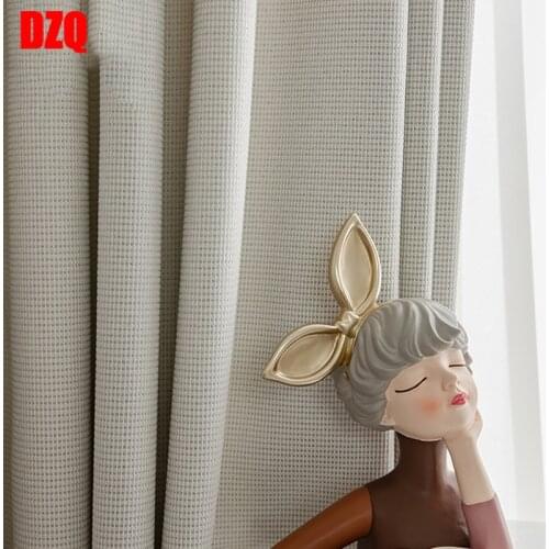 Modern Solid Waffle Plaid Curtains for Living Room Luxury Yellow Drapes for Bedroom Balcony Rideaux Window Panel Custom Made