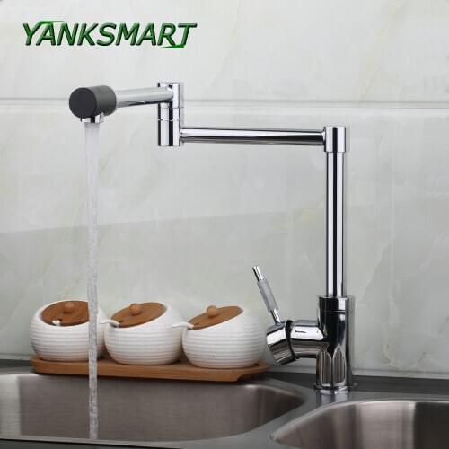 YANKSMART New Chrome polish Kitchen Faucets Deck Mount Single Handle Mixer Bar Taps pot filler Sink Faucet Kitchen Sink Faucets