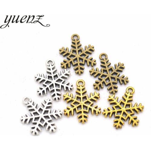 YuenZ 10pcs Fashion Metal Silver color snowflake Charms Pendants Necklace Beads for DIY Big Hole Beads Bracelets Charms L502