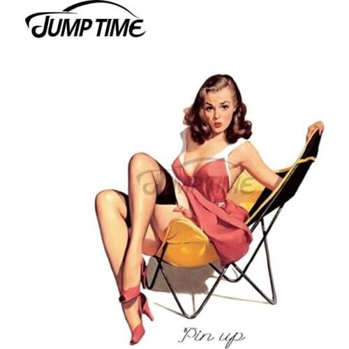 Jump Time 13 x 12.2cm For Pinup Sexy Girl Funny Car Stickers and Decals DIY Bumper Motorcycle JDM ATV Cartoon Fine Decal