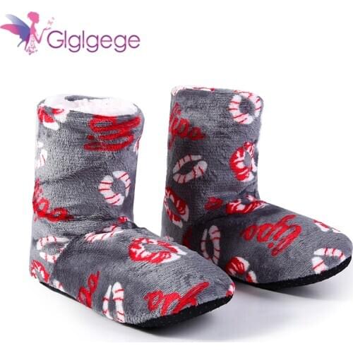 Glglgege Womens Boots Cotton shoes Winter Warm Home Cotton-padded Shoes Winter Soft bottom Indoor Plush Boots one size 25 cm