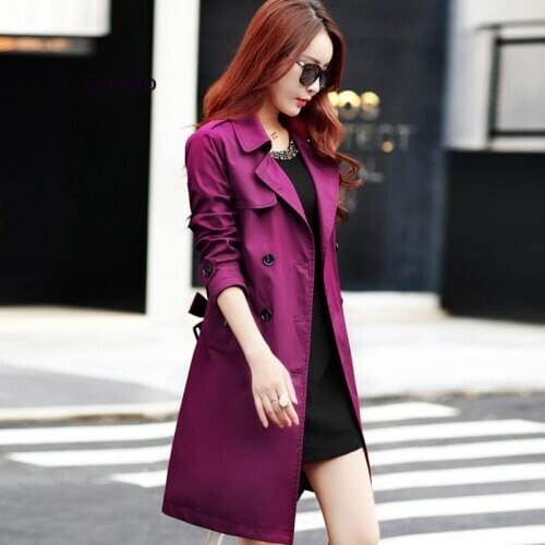 Spring Female Trench Coat for Women Turn-Down Collar Slim Fit Double Breasted Coat Plus Size 3Xl 4Xl Womens Clothing