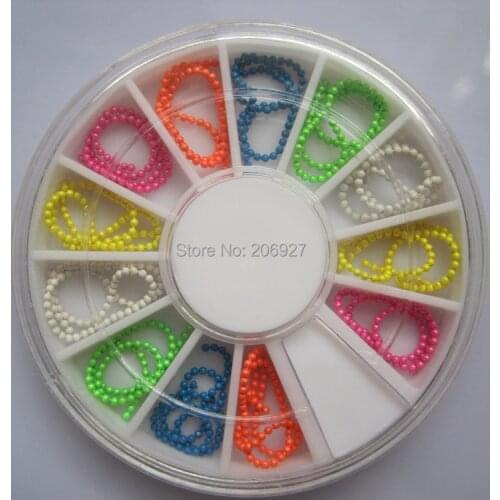 1PC OD-87 3D 6 Colors Beads Chain Decoration in wheel Shiny Nail Decoration Lovely Outlooking