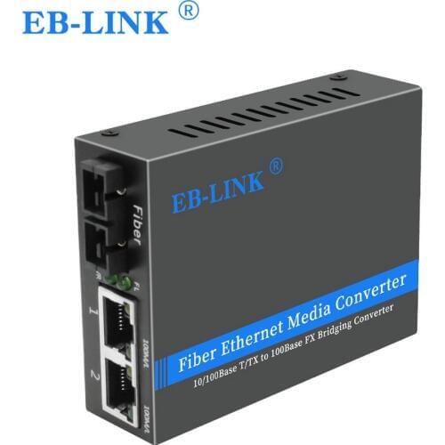 10/100M Multimode Duplex SC Fiber Optic to RJ45 2 Port Ethernet Media Converter 100 Base Bridging Converter