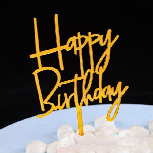 10Pcs/set Happy Birthday Cake Topper Acrylic Cake Decoration Gold Sliver for Birthday Party Cake Toppers Baby Shower Cake Topper