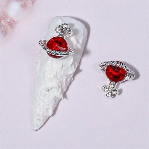 10pcs/pack Glitter Nail Art Rhinestones Stone Metal Planet Design Nail Charms Jewelry Diy Manicure Decorations Accessories