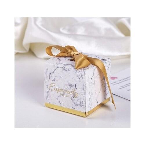 100pcs Creative wedding candy gift box European Mori hot stamping folding square box ink style theme wedding candy box