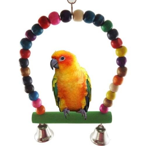 13Pcs Parrot Swing Wooden Perch Foot Grinding Stand Stick Arcylic Link Chain Chewing Rattan Ball Hanging Bell Bird Cage