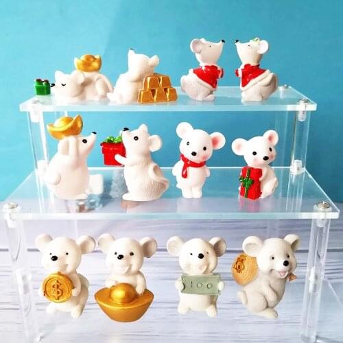 2pc Mouse Wealth Money Souvenir Gift Christmas Ornament Figurine Garden Fairy Decor Glass DIY Home Decoration Miniature Craft