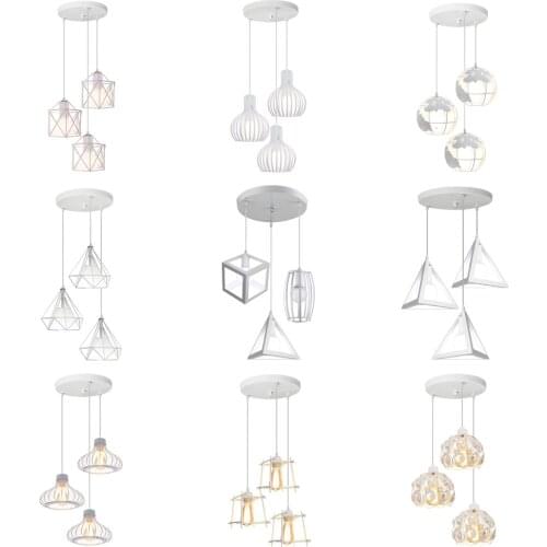 3 in 1 Vintage Metal Cage Pendant Light Modern Ceiling Hanging Lampshade Lamp Lighting Fixture for Kitchen Island Living Room