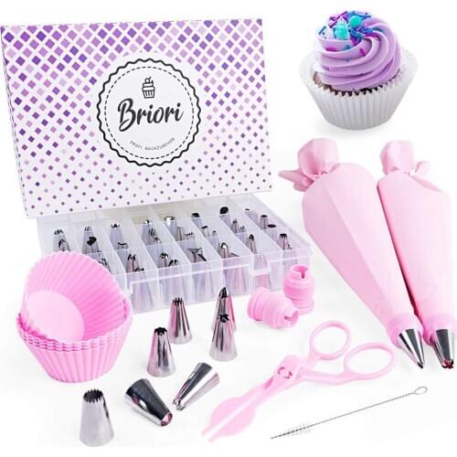 60Pcs Cake Decoration Tools with Storage Box Icing Tips Cake Cups Pastry Piping Bag Supplies Kit Nozzles Baking