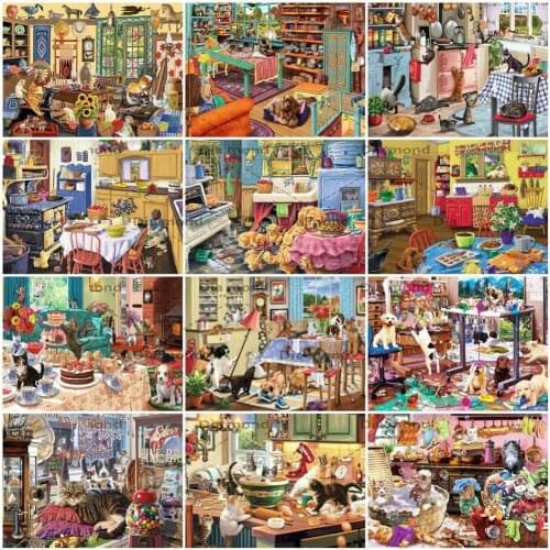 DIY Diamond Painting Animals Dog Cat Mosaic Full Drill Rhinestones Diamond Embroidery Animal Cross Stitch Handicraft Home Decor