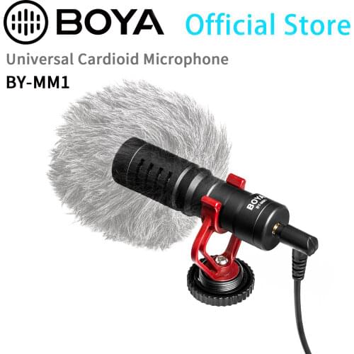 BOYA MM1 Cardiod Shotgun Microphone for iPhone 11 10 X 8 7 6 Xiaomi Smartphone Mac Tablet PC Computer DSLR Camera Camcorder