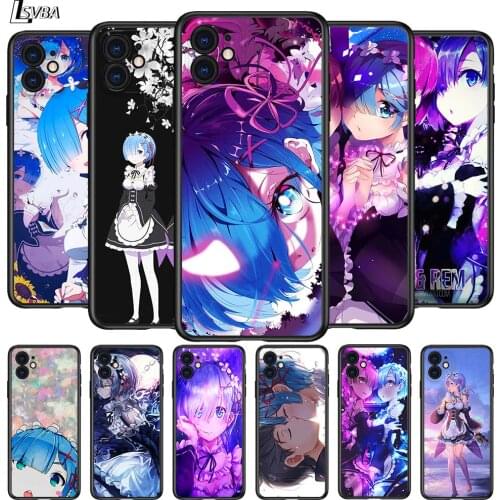Anime RE ZERO Ram Rem for Apple iPhone 12 Pro Max Mini 11 Pro XS Max X XR 6S 6 7 8 Plus 5 5S SE2020 Black Phone Case