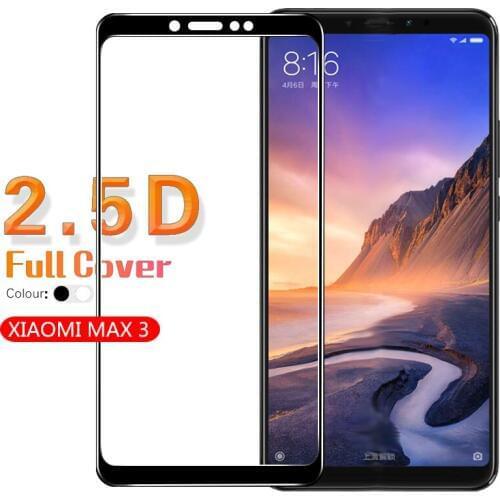 Colorful Full Coverage Tempered Glass For Xiaomi MAX 3 Screen Protector Film Glass Clear Front Cover Guard Sheild + Cloth