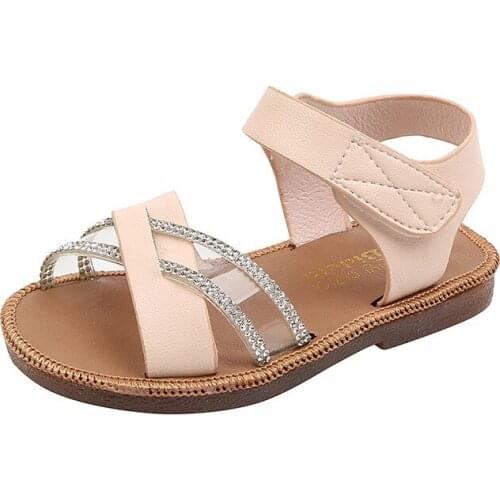 Girls Baby Sandals 2021 Summer New Childrens Soft-soled Sandals Kids Princess Rhinesstone Sandals Girls Beach Sandals 21-30