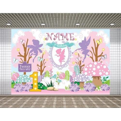 Lyavshi Pink Floral Fairy Butterfly Party Photography Backdrop Girl 1st Birthday Background Wonderland Baby Shower Photo Studio