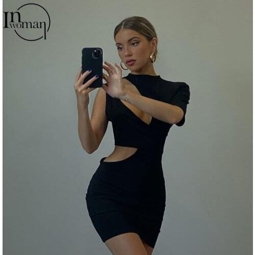 INWOMAN Summer Patchwork 2 Two Piece Set Women Sexy Club Outfits Bodycon Crop Top 2 Piece Mini Skirt Set Women Matching Sets New
