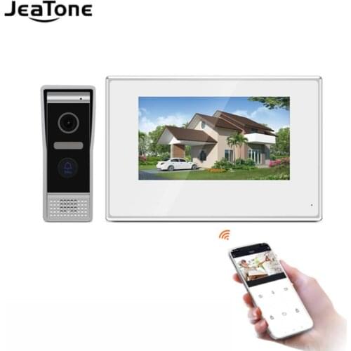 Jeatone 7-inch Villa WIFI IP Video Door Phone Intercom System White Color Touch Screen Monitor and HD Camera with Tuya Smart APP