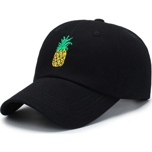 Pineapple Dad Hat Cotton Baseball Cap Polo Style Unconstructed Rose Embroidered Dad Hat Outdoor Sun UV Protection Casual Cap