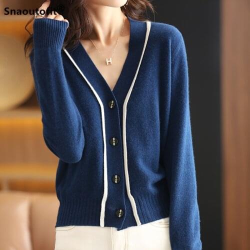 V-neck Korean Cardigan,College Style,Long-Sleeved Loose And Thin 2021 Spring Autumn Womens Wool Sweater All-Match Jacket Top