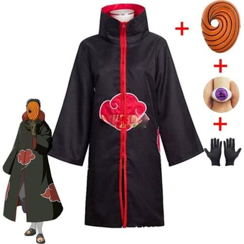 Harajuku Cosplay Anime Tobi Obito Cosplay Costume Akatsuki Long Sleeve Cloak Halloween Carnival Funny Adult Cosplay Costume