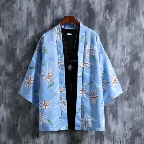 Summer Japan Streetwear Man Beach Kimono Cardigan Shirt Blouse for Men Unisex Japanese Yukata Kimonos