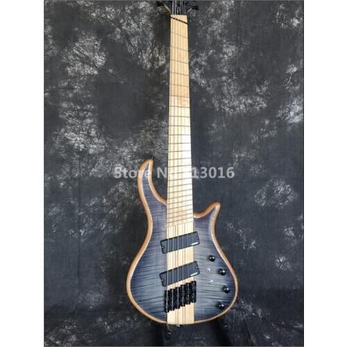 Best Electric guitar lvybest maple neck thru, ELM body 2 wings,flame veneer on body top ,active pickups ,battery box.6 string
