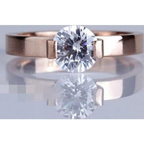 Martick 316L Stainless Steel Rose Gold Ring With Crystal Fashion Jewelry For Women Size 4-9 R13