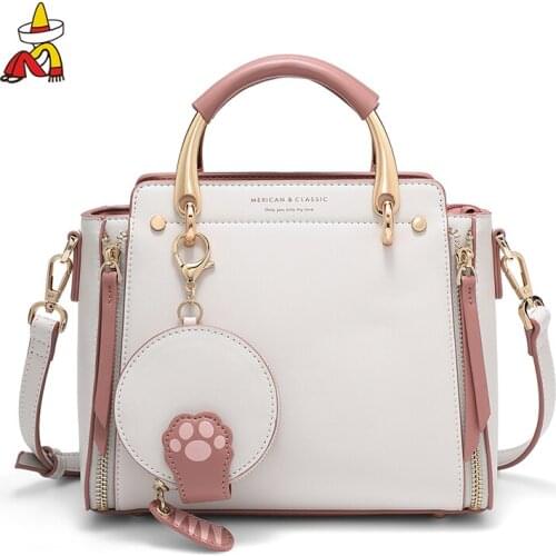 Mexican 2021 New 2 in 1 HandBags And Cute Card Holder Women Bag Removable Coin Purse PVC Leather Female Fashion Shoulder Bags